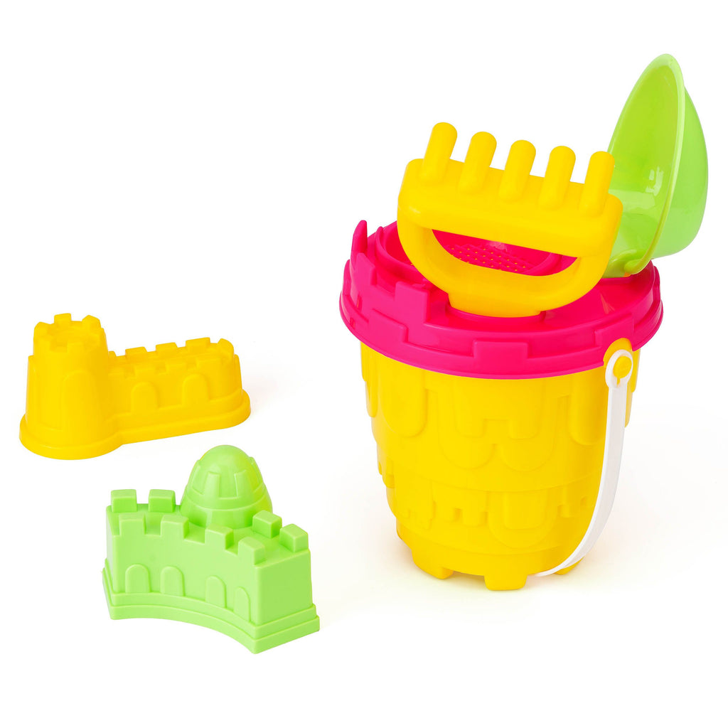 Sand Castle Bucket Set - 6 Pieces summer fun set Bucket Spade Moulds