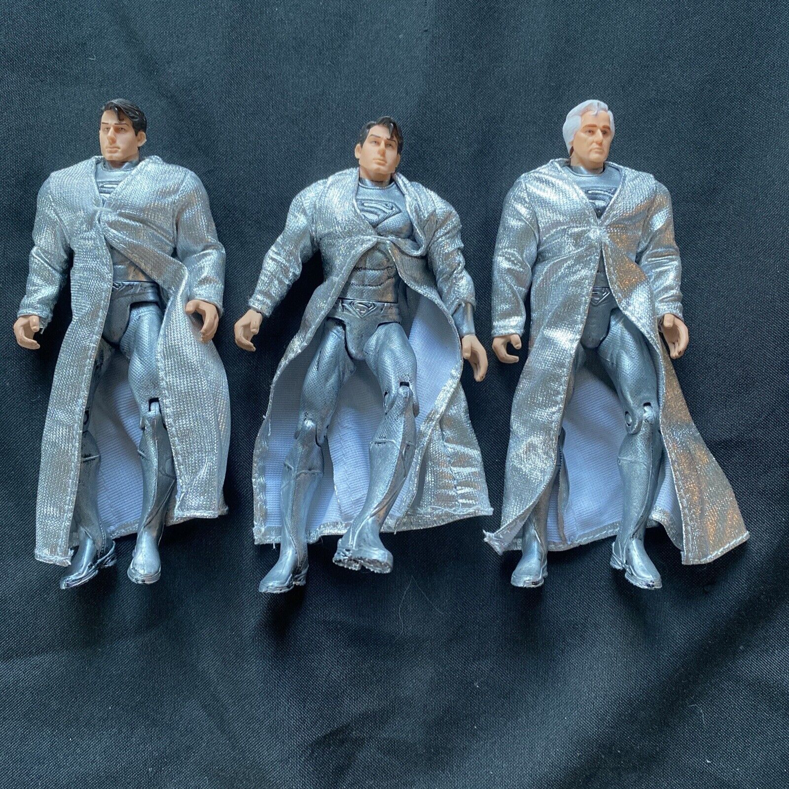 Vintage Kal-El x 2 and Jor-El x 1 figures Superman 5" Articulated - (9601)