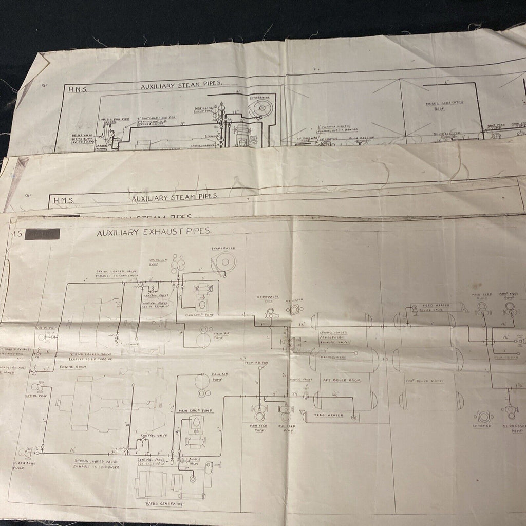 HMS RINALDO Water proof fabric Steam Pipes schematics diagrams (5436)