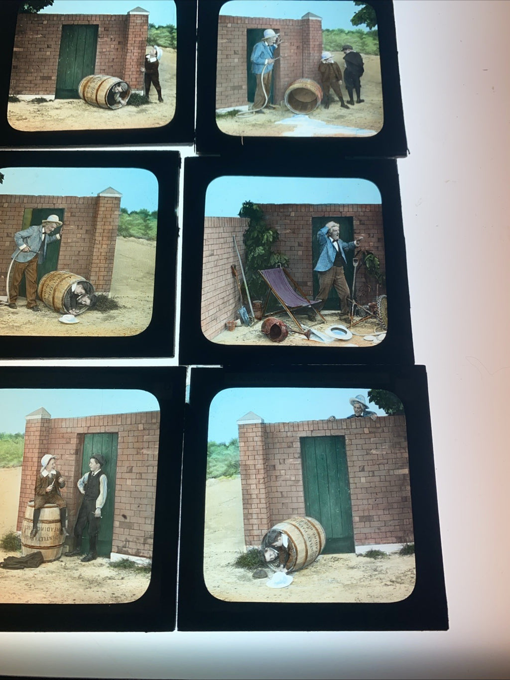 Magic Lantern Victorian Glass Square Handpainted Story x 12 Slides (1060)