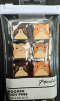 Cat Push Pins wooden x 8 in zip pack - Paperchase - (7526)