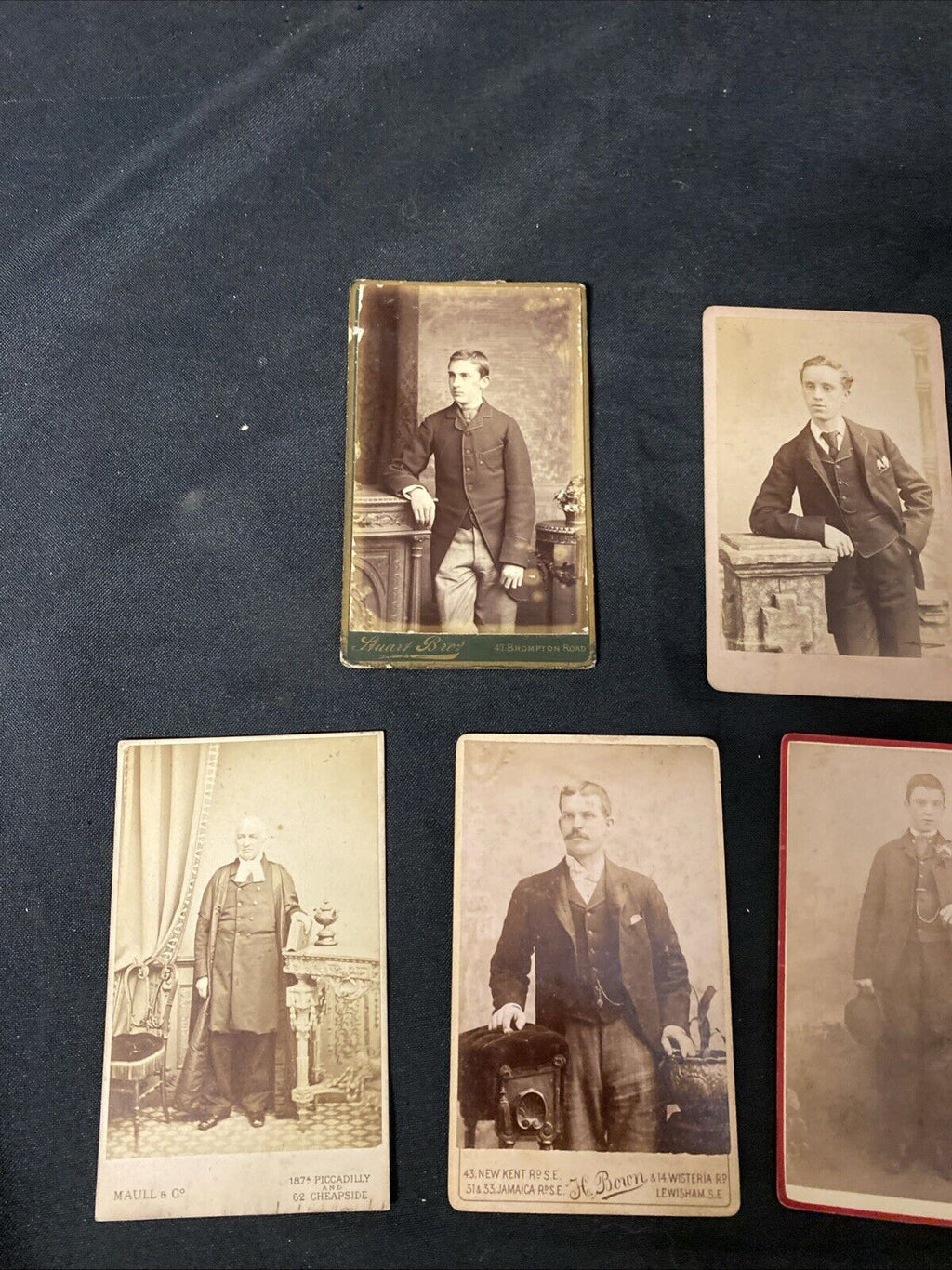 Victorian Carte De Vista CDV's x 7 Features Gentlemen Standing London - (5444)