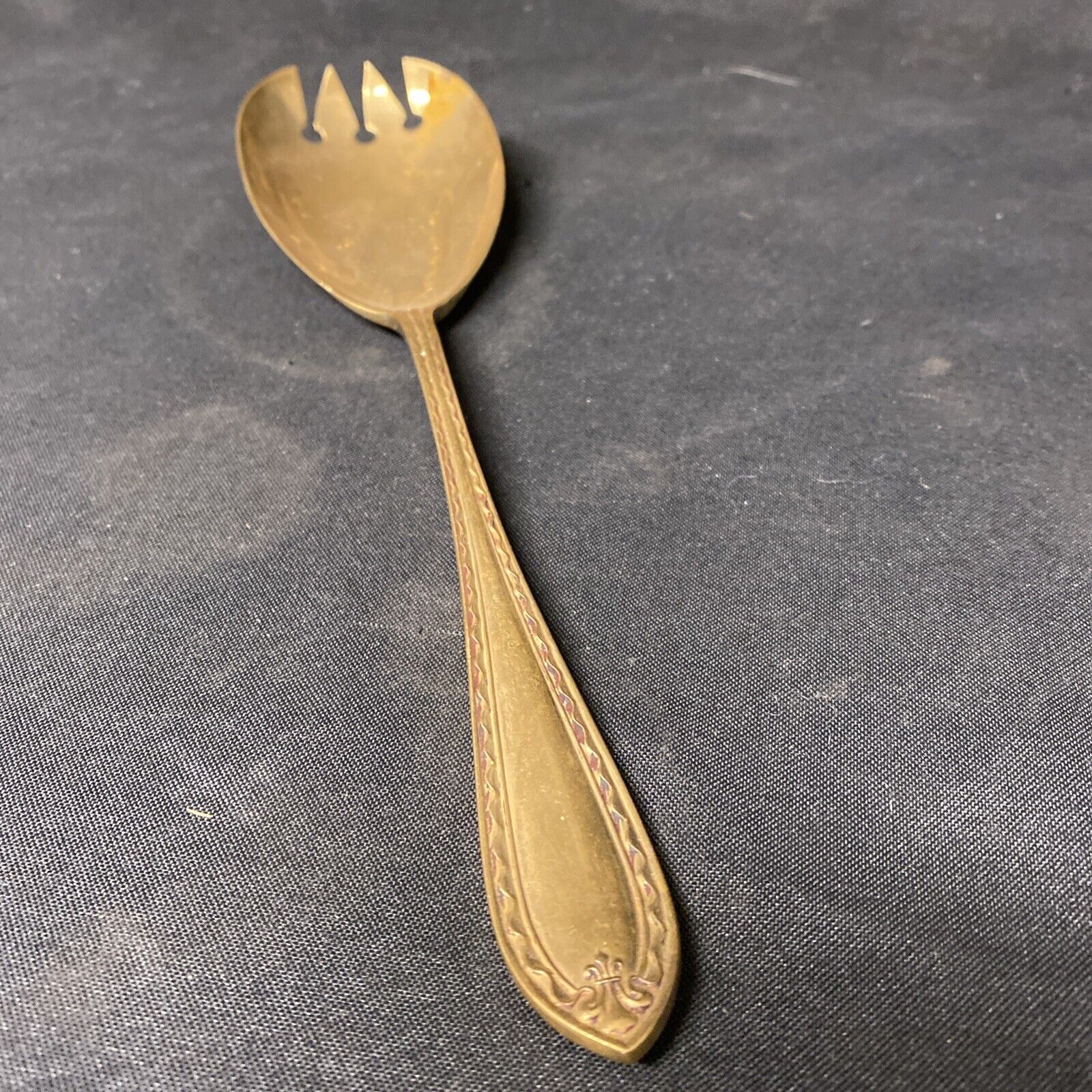 Vintage Dutch AUPHIR Gold Plated Large 23.5cm Serving Spoon / Fork - (5376)
