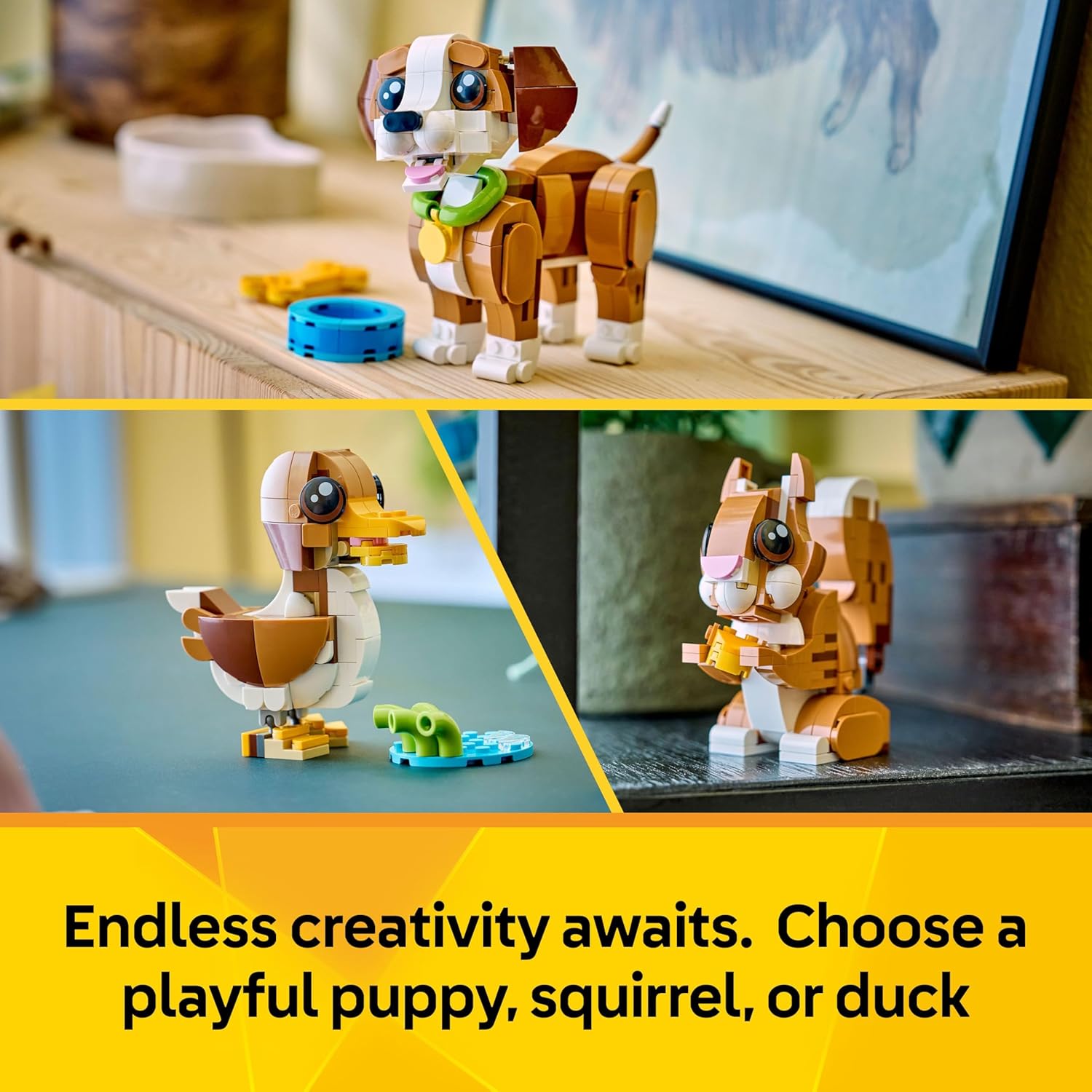 LEGO Creator 3 in 1 - Cute Animals: Playful Puppy Dog / Duck / Squirrel - 31382