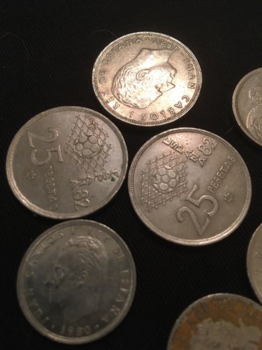 Spain 5 PTAS Pesetas 1980 x 5 + 25 PTS x 3 Coins - Espana 82 World Cup - (2818)