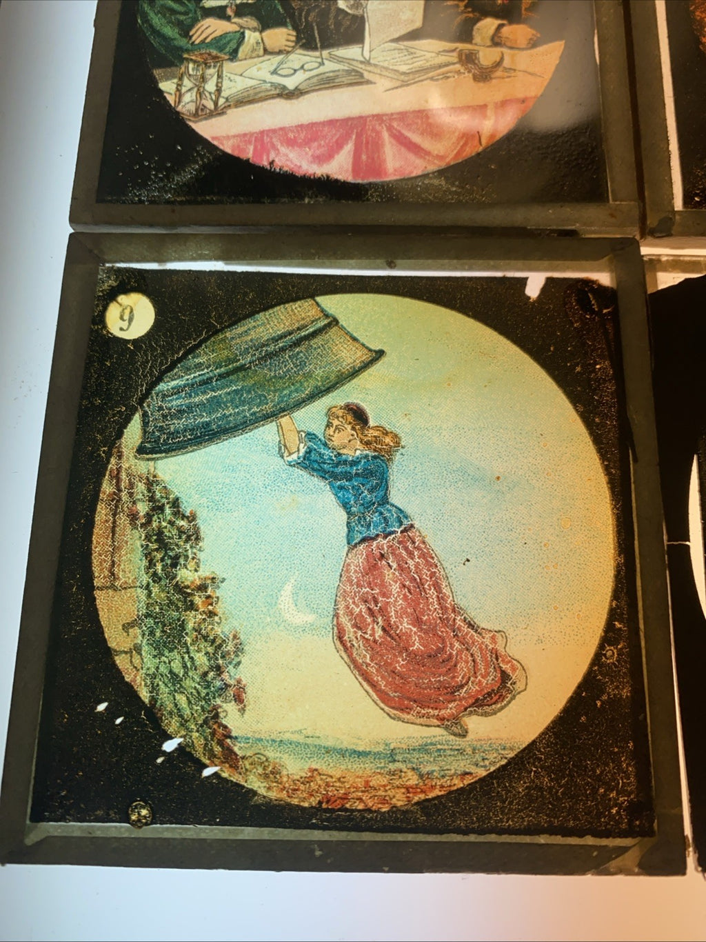 Magic Lantern Victorian Glass Square Handpainted Story x 12 Slides (1062)