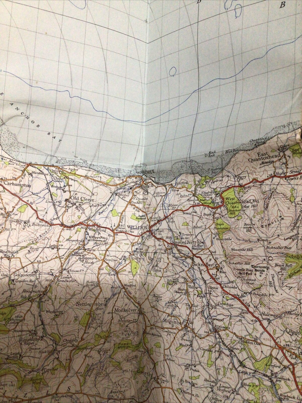 MAP - Ordnance SurveyOne Inch Map 1st edition #164CLOTH Minehead 1946 - (8656)