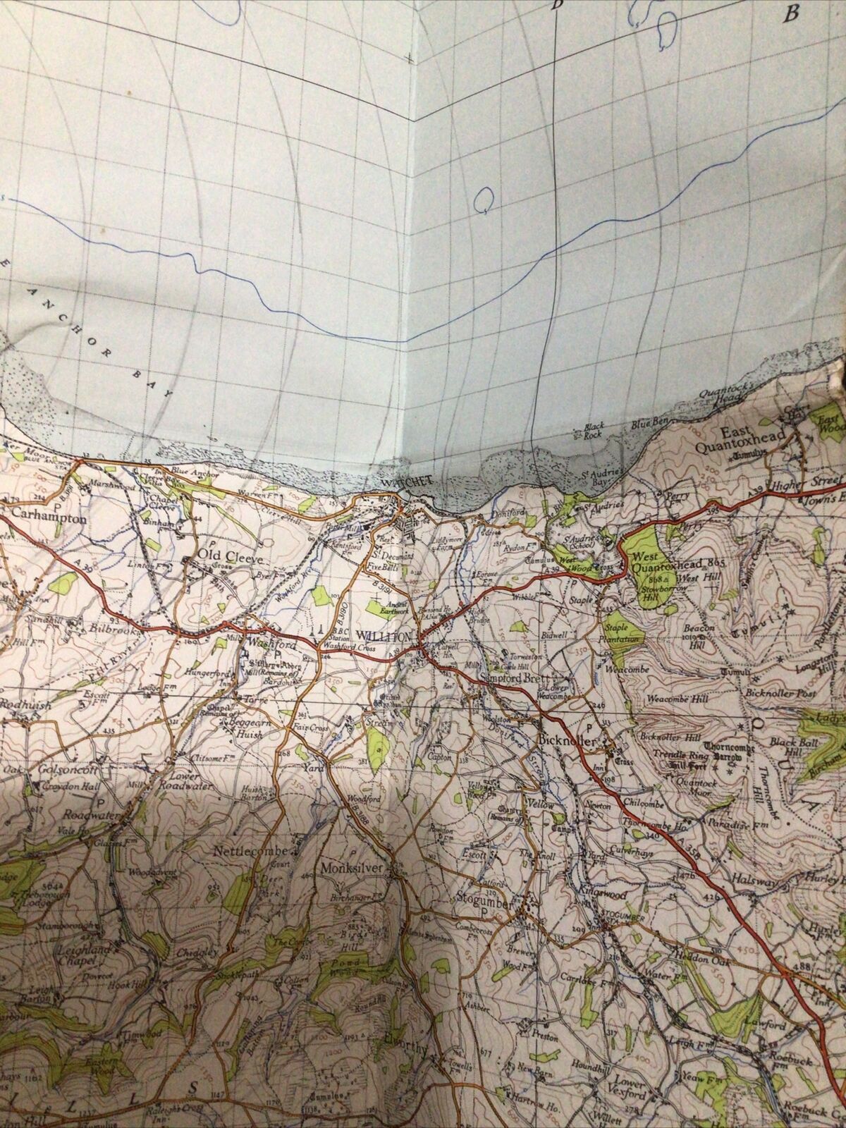 MAP - Ordnance SurveyOne Inch Map 1st edition #164CLOTH Minehead 1946 - (8656)