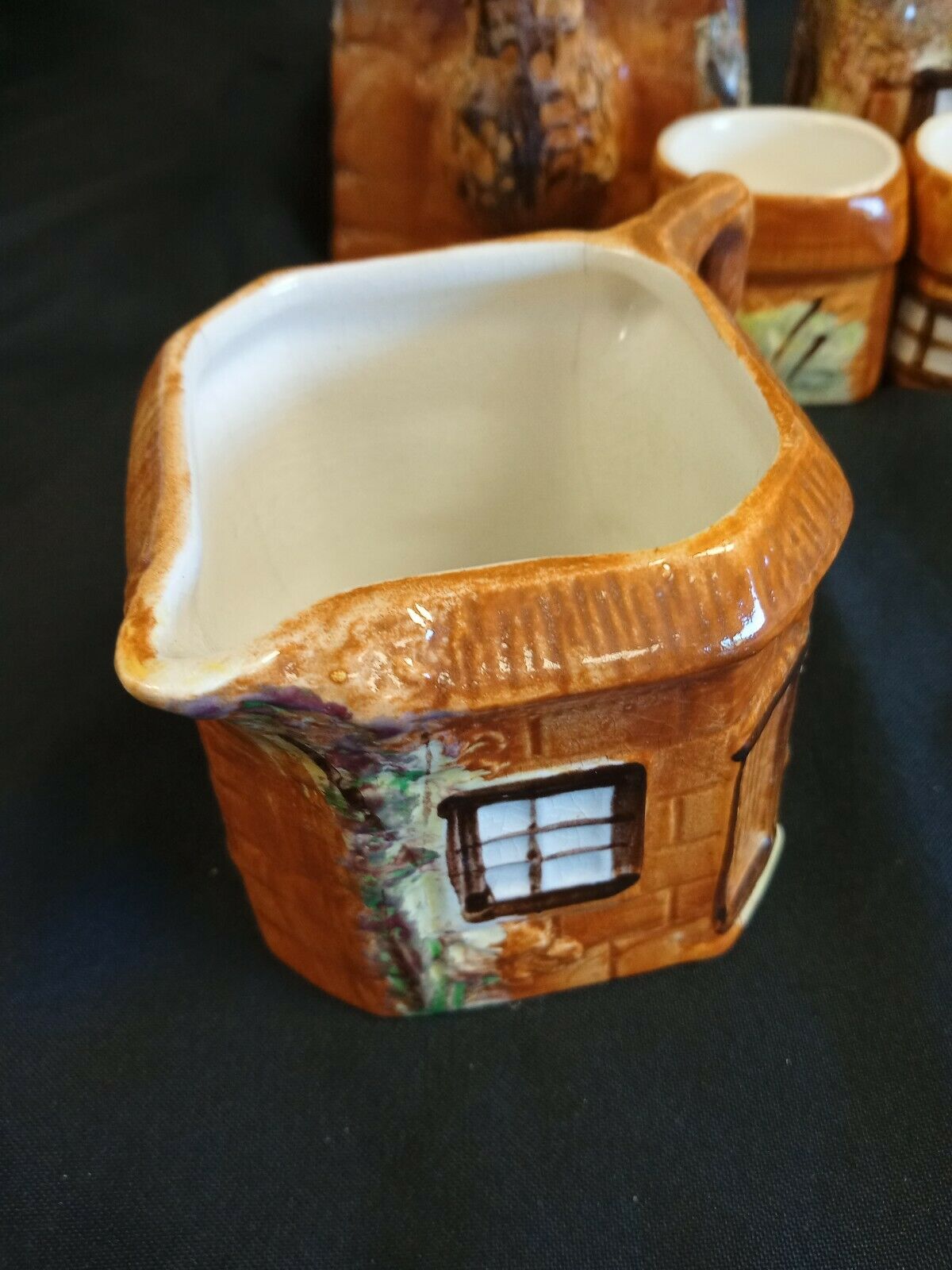 Price Kensington Ye Olde Cottage Teapot, Egg cups, Creamer, Sugar pot - (7901)