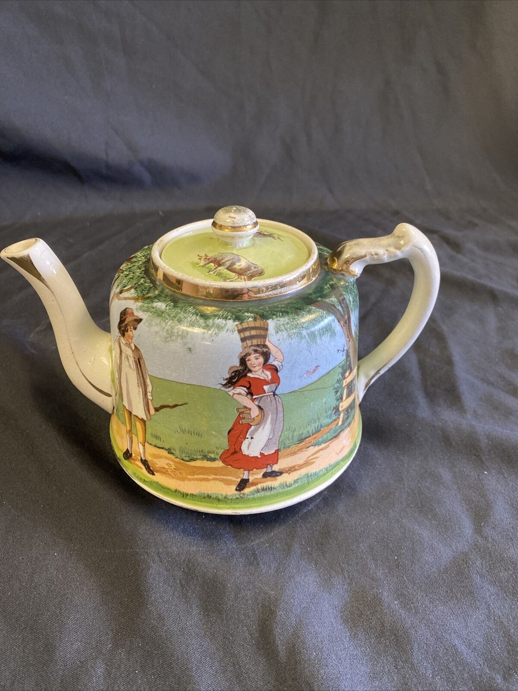 Genuine Staffordshire Benthall - Salopian Teapot Jack & Jill 1920's RARE - (7568