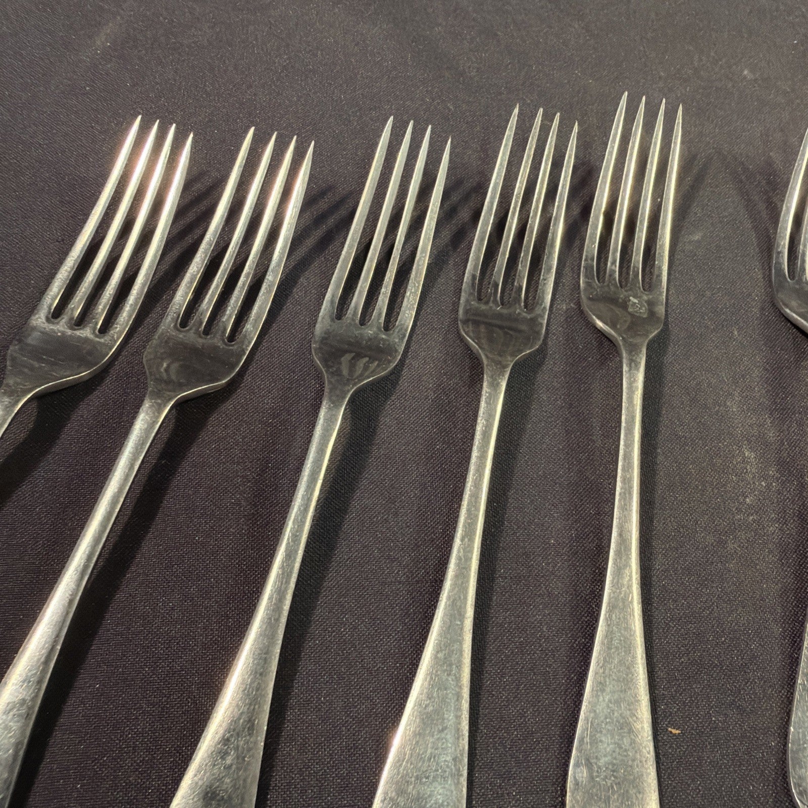 Amalgum Silver Forks x 6 VERY RARE Pinder Bros Stamped Amalgum - (2054)