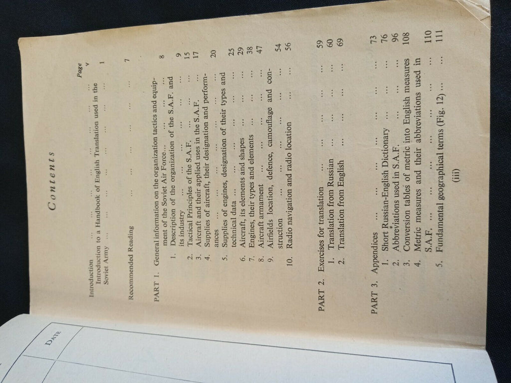 Royal Air Force Air Ministry Handbook for Interpreters RUSSIAN Book 1951 - (7809