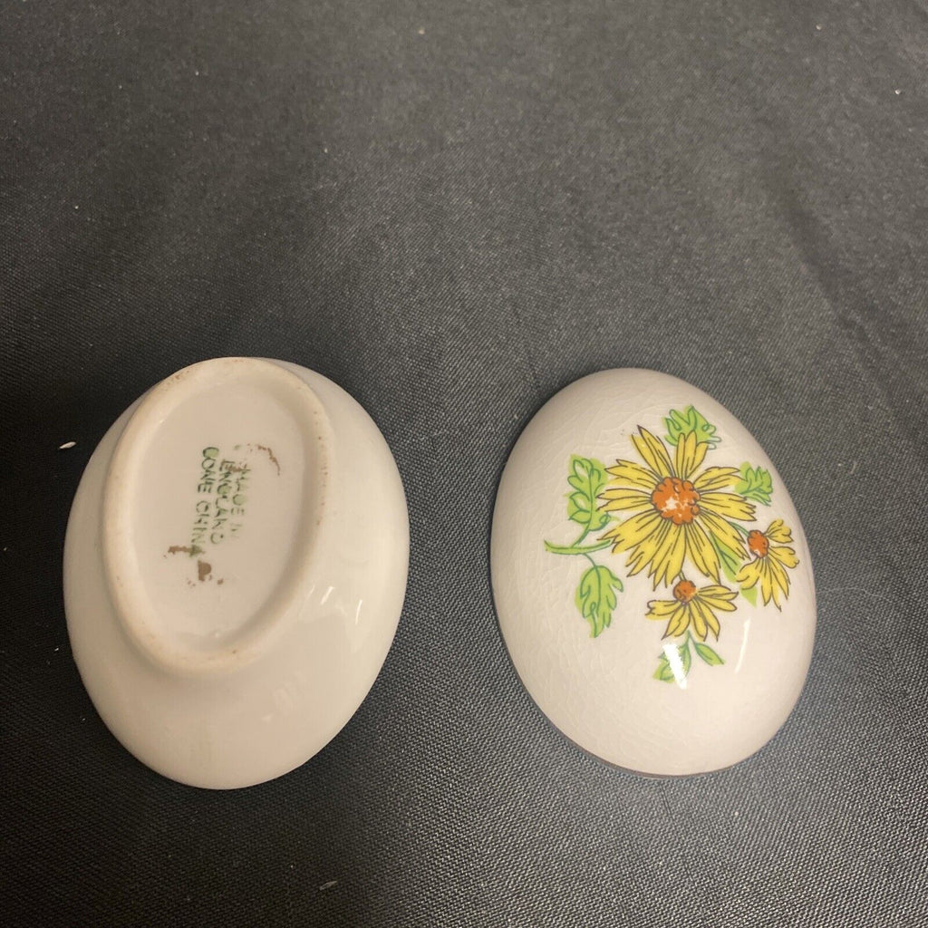 Trinket Box EGG - England Bone China Yellow Flower design - (9222)