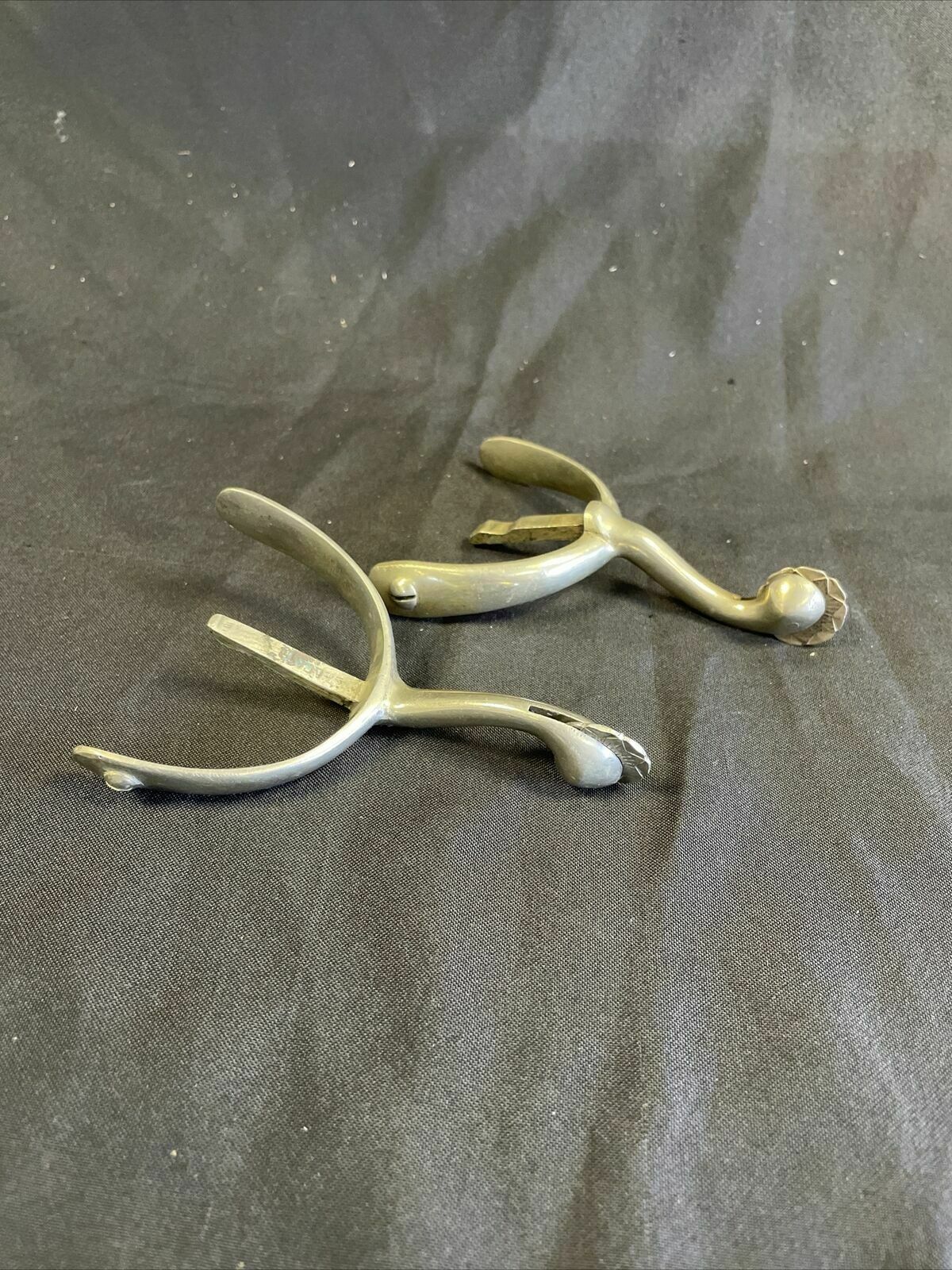 Antique Box Horse Spurs Pair Swan Neck Star on Spur late 1800 early 1900 - (8274