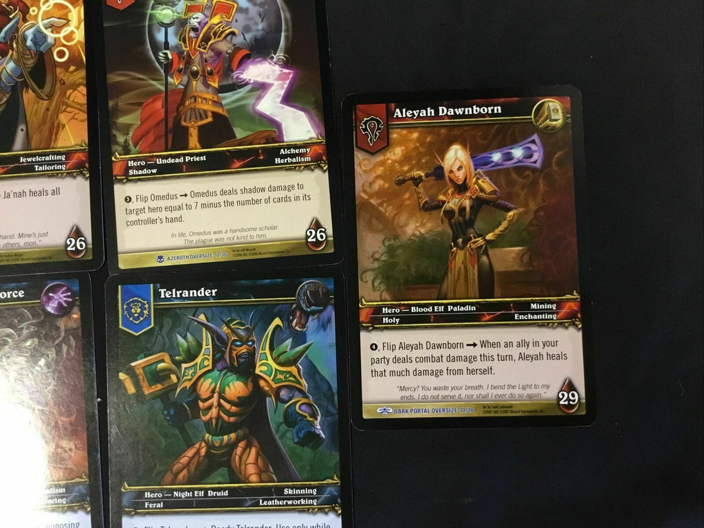 WOW World of Warcraft Oversize cards job lot Zenith, Telrander, Ja'nah, Omedus, Aleyah - (7308)