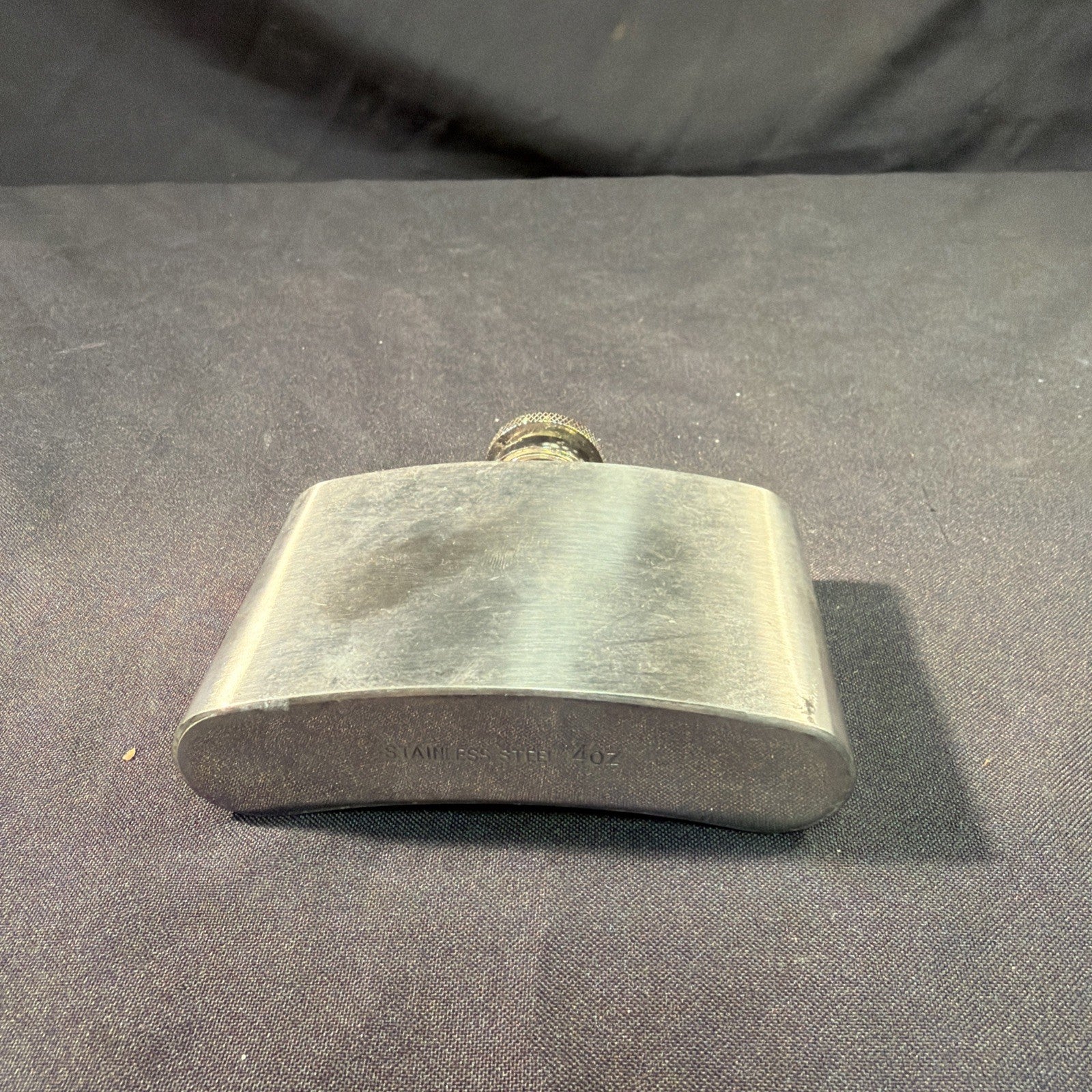 Vintage Hip Flasks 1 x Pewter round and 1 x Steel Kidney Shape - (2029)