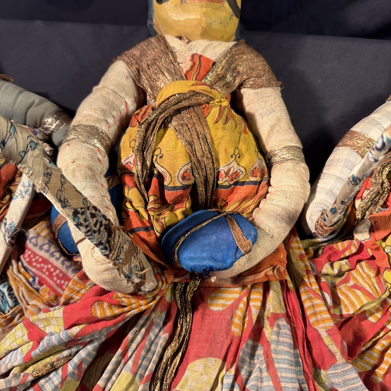 Marionette Rajasthani Kathputli antique wooden puppets Set of 3 kings - (2082)