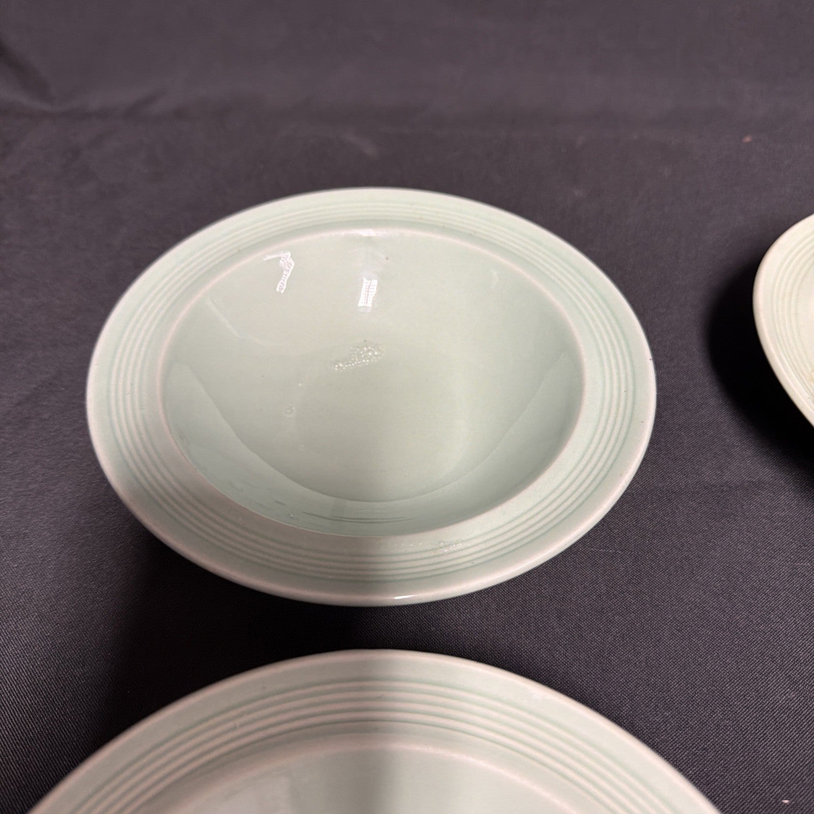 Wood's Ware Beryl Utility Green 1940's Ceramic Cereal Bowls x 4 GC - (1916) 