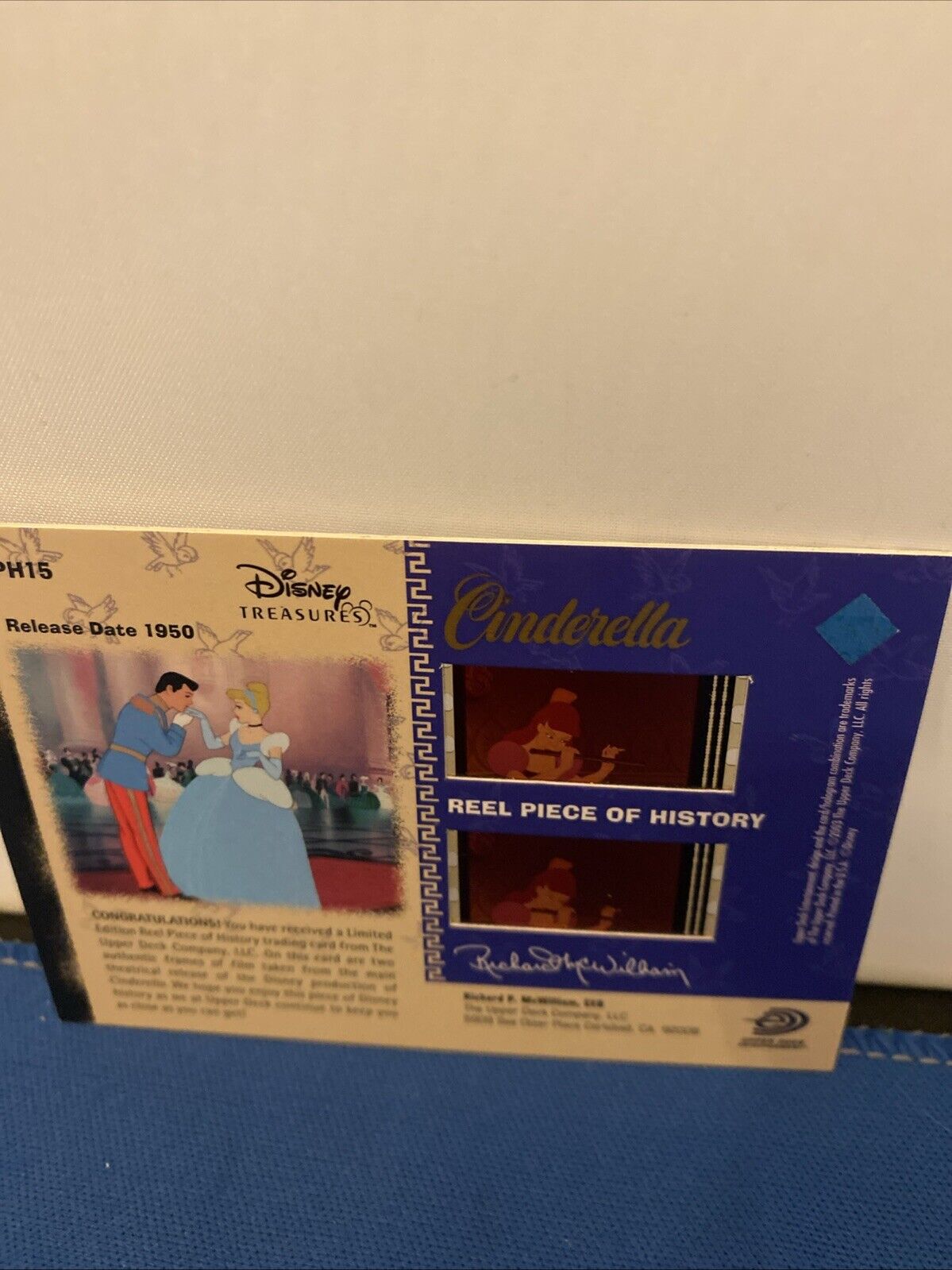 2003 Upper Deck Disney Treasures Cinderella Reel Piece of History Card PH15 5773