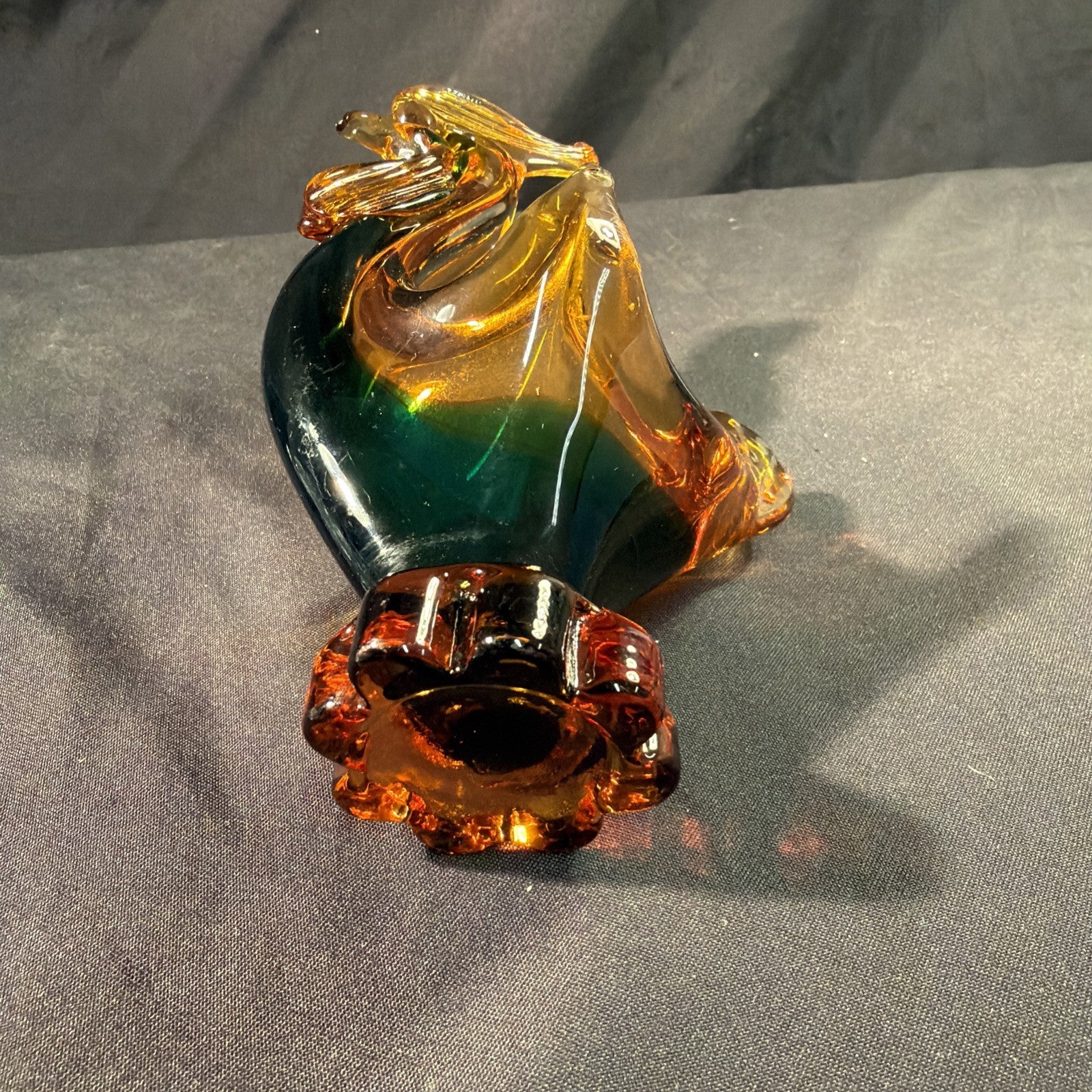 Licio Zanetti for Murano Amber & Blue glass Cockerel 1960's Vintage - (2079)