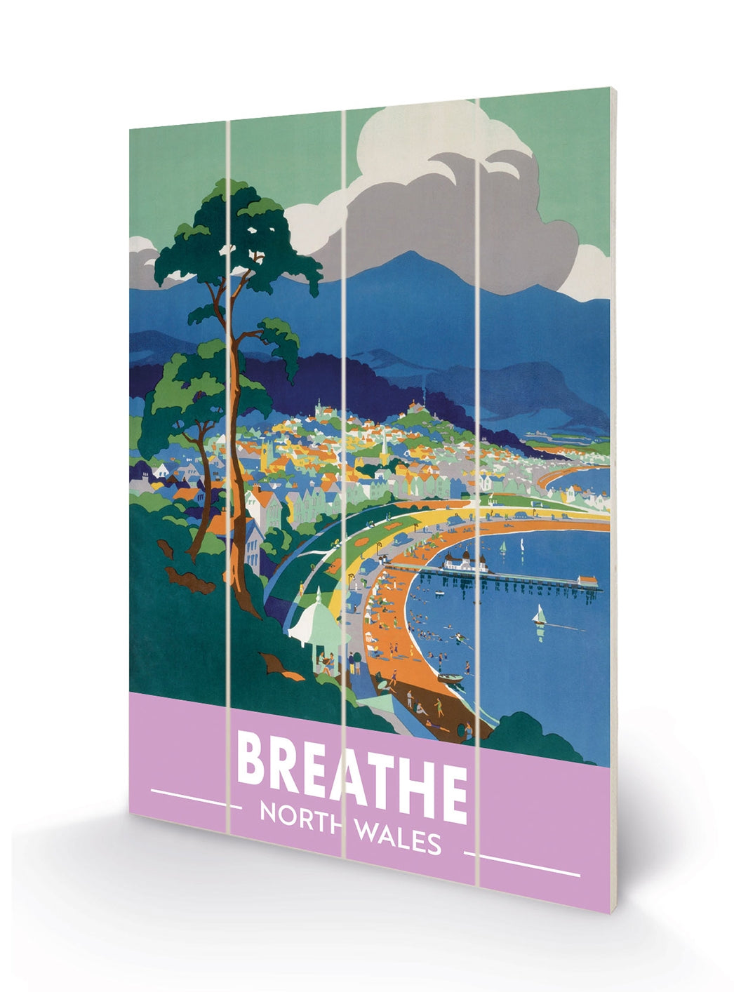 British Railways Vintage Breathe North Wales printed on Wood 40x60cm