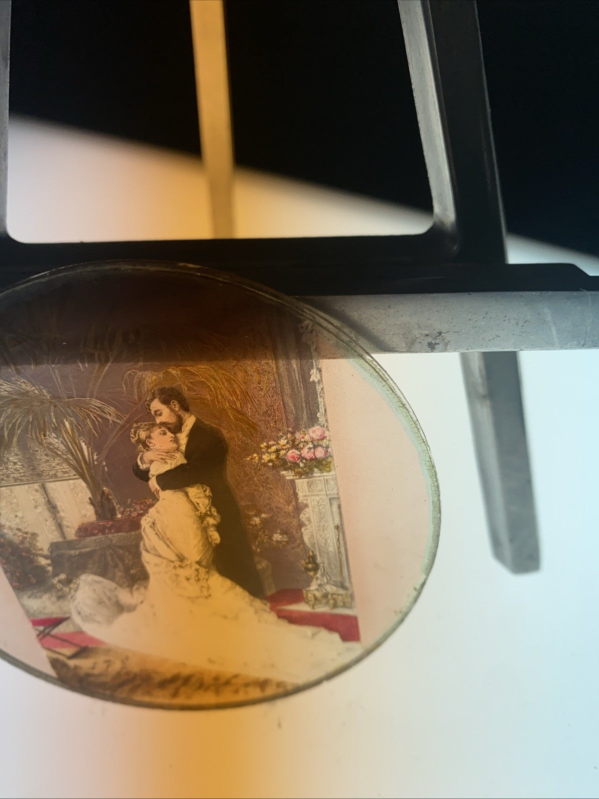 Magic Lantern Victorian Glass Round Handpainted Slide The Wedding (1161)