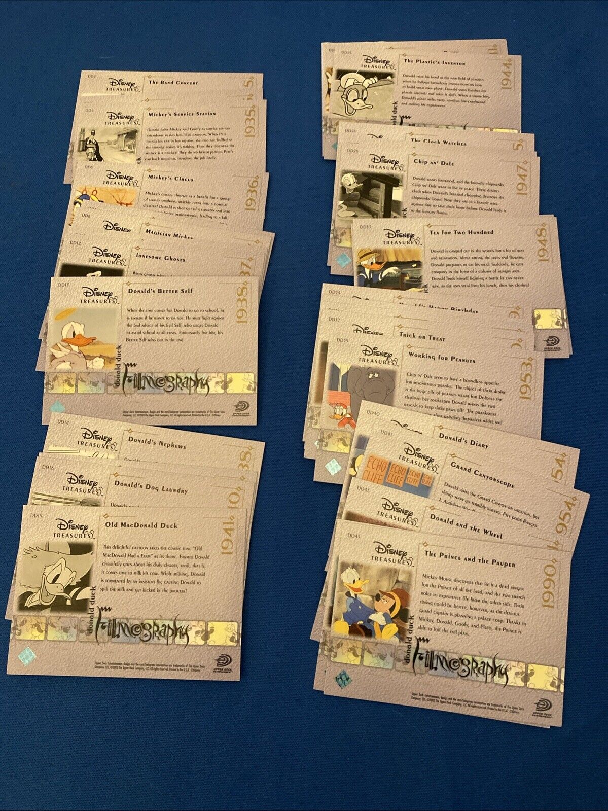 Upper Deck 2003 Disney Treasures Donald Duck filmography x31 Trading Cards (5756