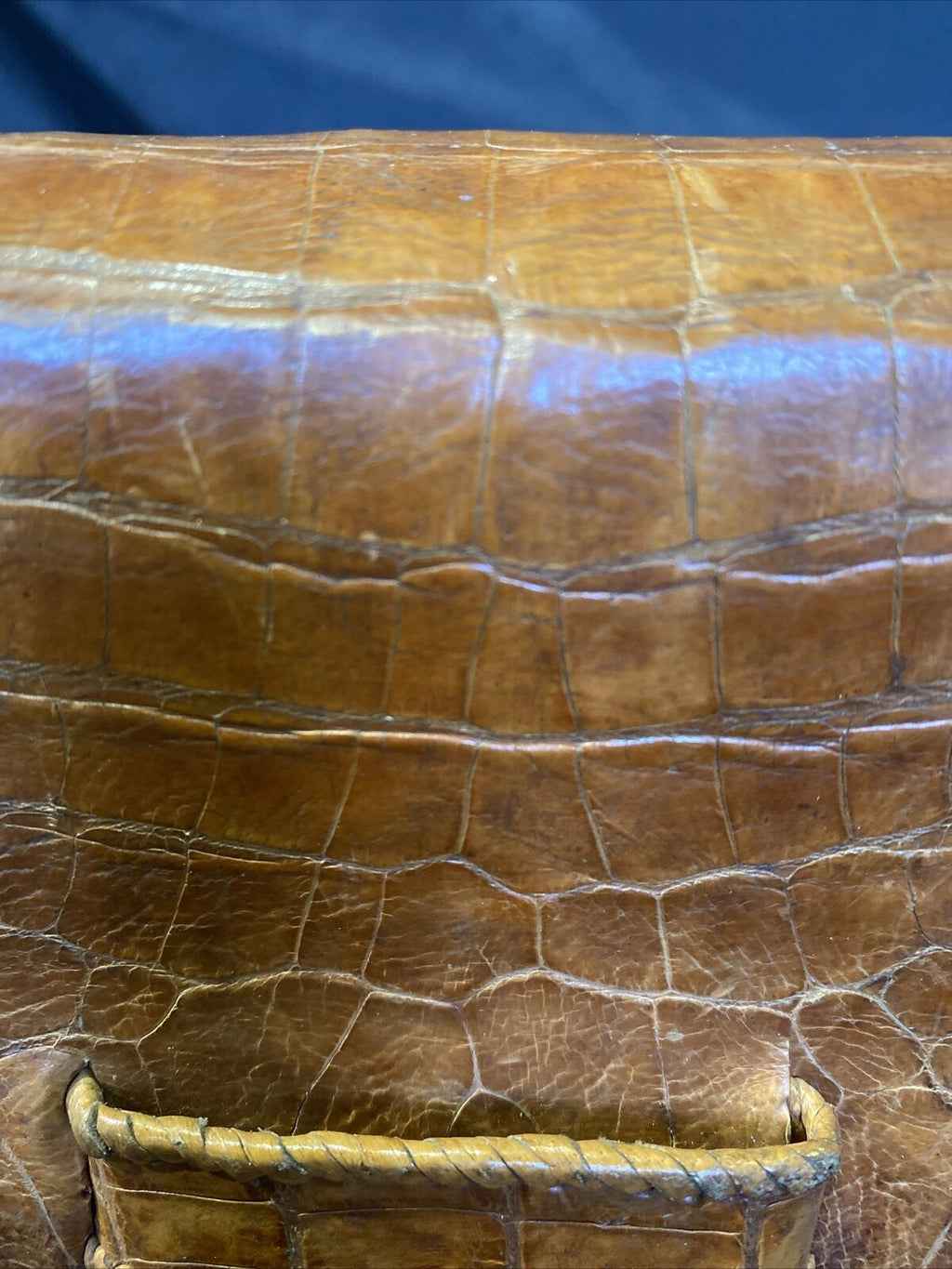 Vintage 1950's 100% Crocodile Skin including stitching handbag - (8426)