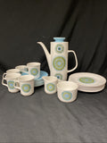 Vintage J & G Meakin 1960s Aztec coffee pot & 6 cups / saucers & milk jug Sugar Bowl