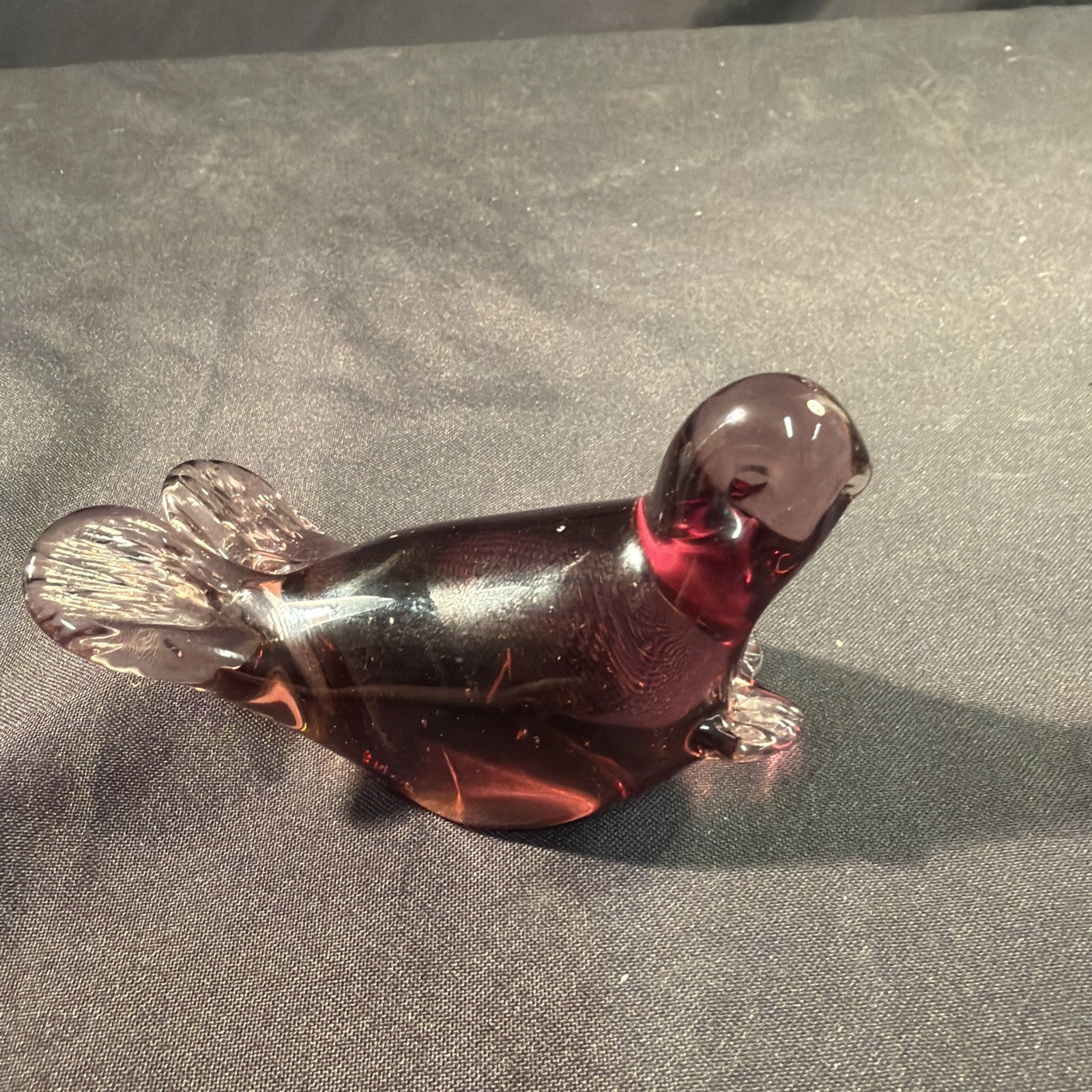 Murano Glass Seal Pink Glass 10cm Vintage 1960's - (2083)