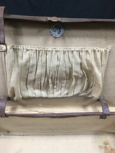 Antique Vulcan Leather Suitcase - Large prop theatre use - (2782)