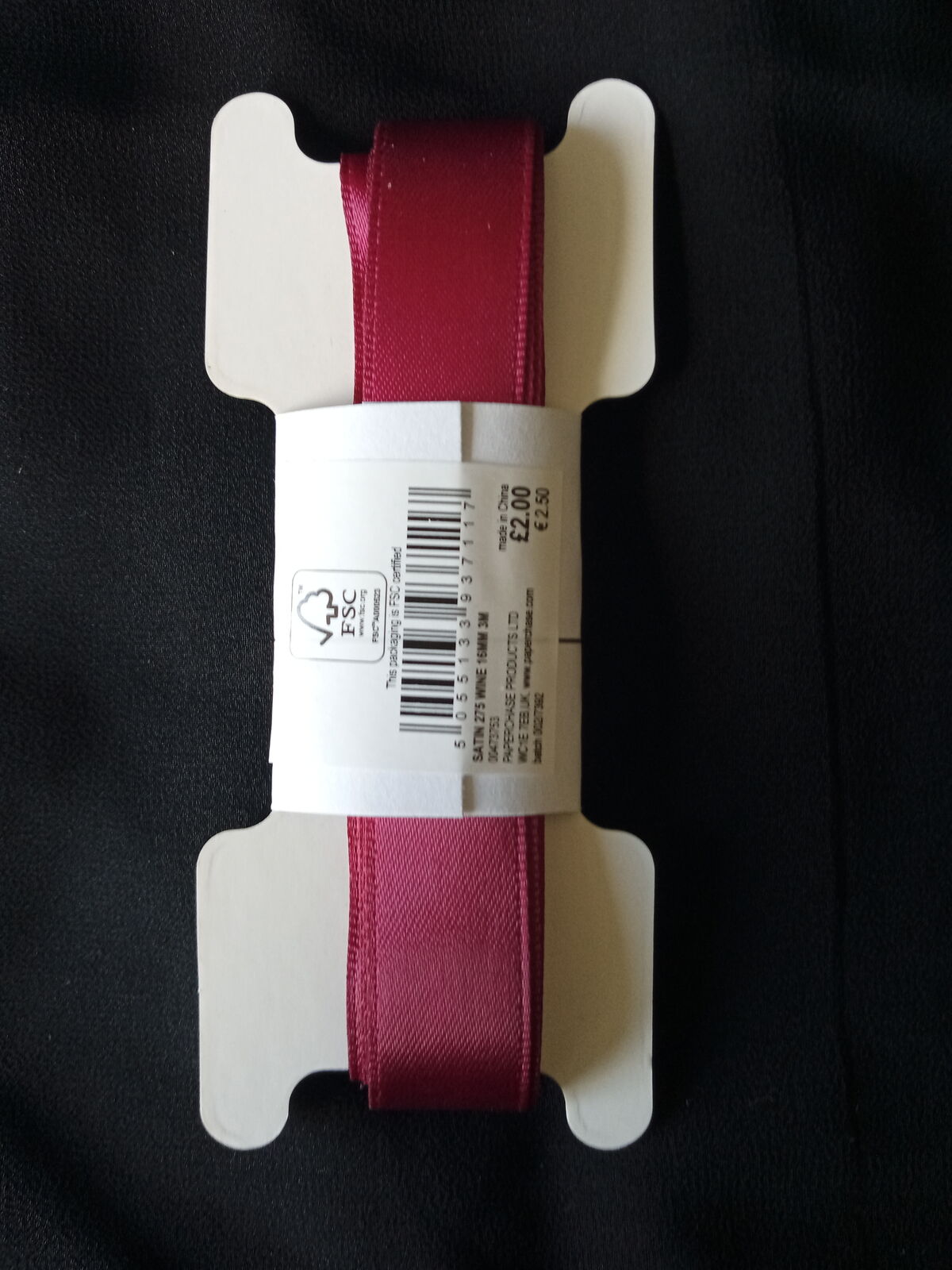 Satin Ribbon Wine 275 colour 16mm 3mtrs by Paperchase - (7117)