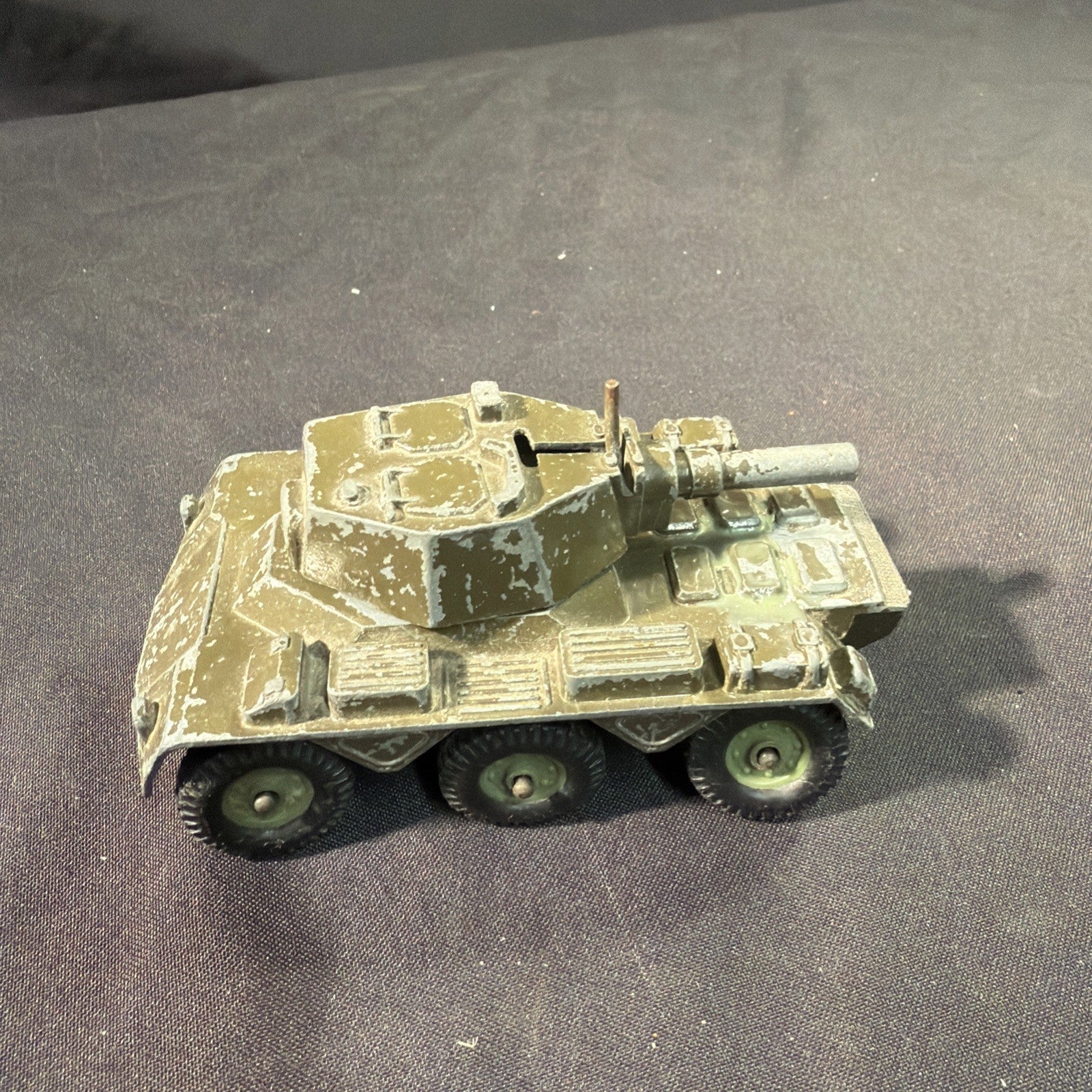 Crescent Toys 6x6 Armoured Military Vehicle w/ Cannon Vintage Diecast England -(2045)