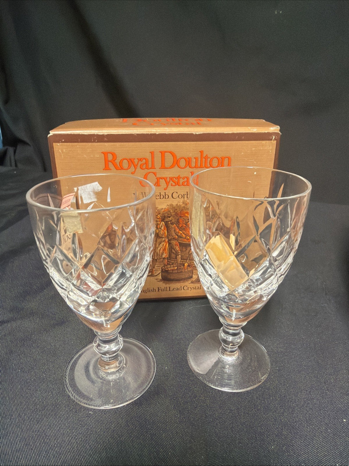 Royal Doulton Webb Corbett "Rolleston" Sherry Glasses 11cm tall x 4 in Boxs (1891)