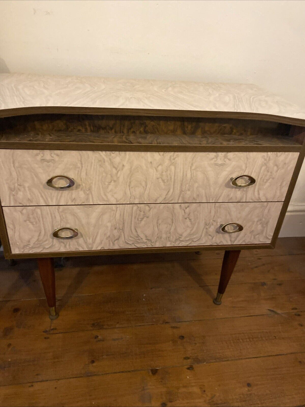 1960's Pair of bedroom chests / side tables one with mirror - (1163)