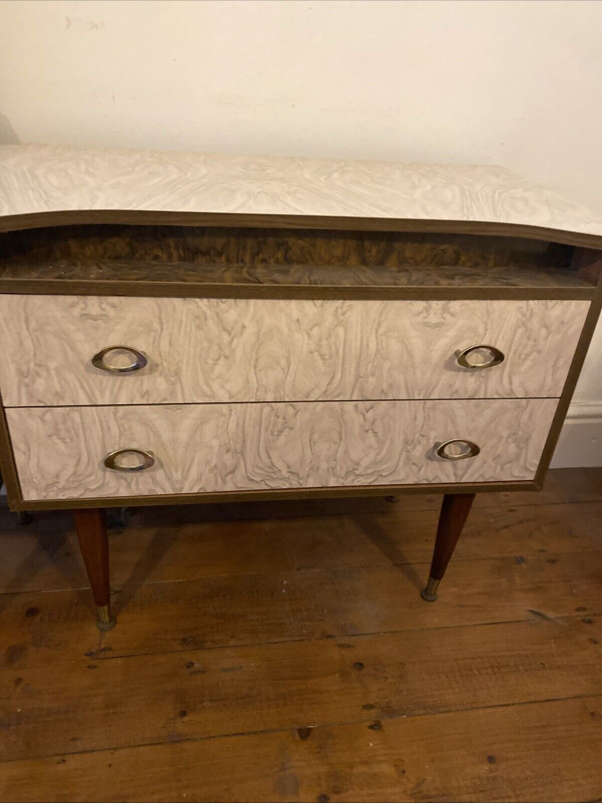 1960's Pair of bedroom chests / side tables one with mirror - (1163)