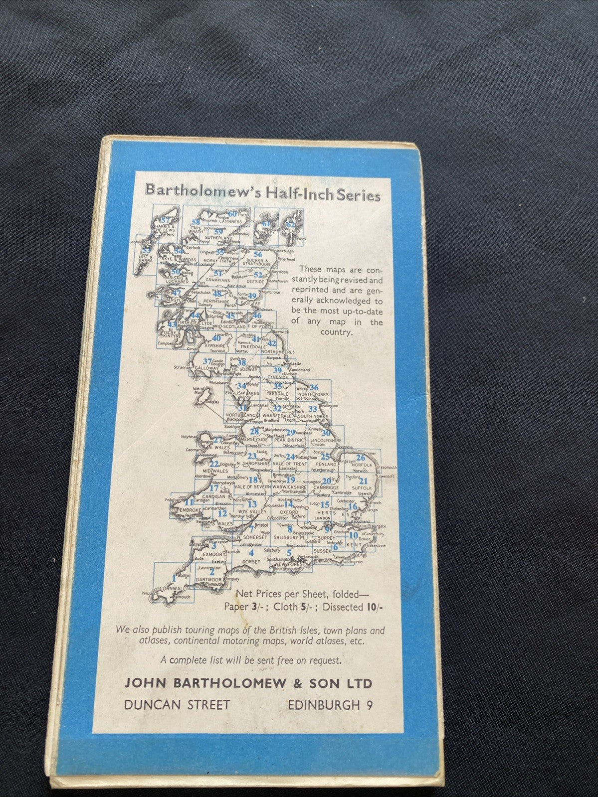 Sussex Bartholomew Revised Half Inch contoured Paper Map #6 (1272)
