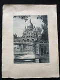 Dufza Burin Etching Sacre Coeur Paris Burin Original Signed -(5855)