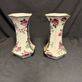 Delton Ware Burslem Rose Trellis 1904 - 1910 Pair of Vases - (1877)