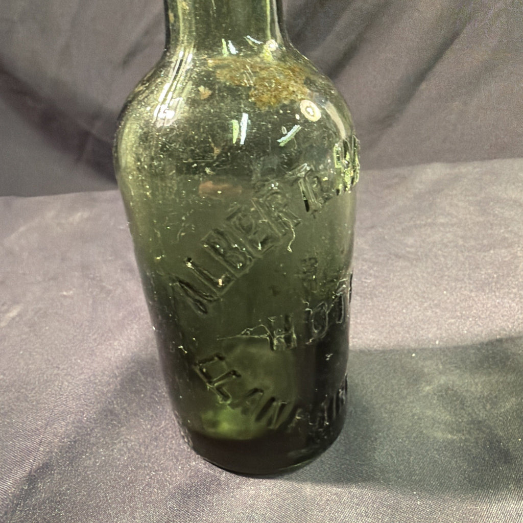 Antique Glass Bottle Albert Harrison Hotel Llanfairfechan Wales 20cm tall 1800's - (2012)