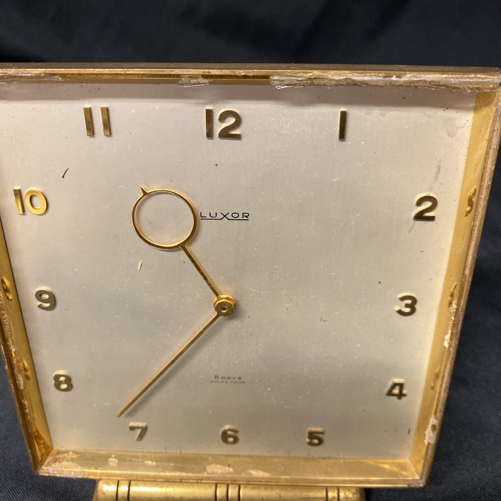 Luxor 8 Day Clock Swiss Made mid century 16 jewels needs repair -(1732)