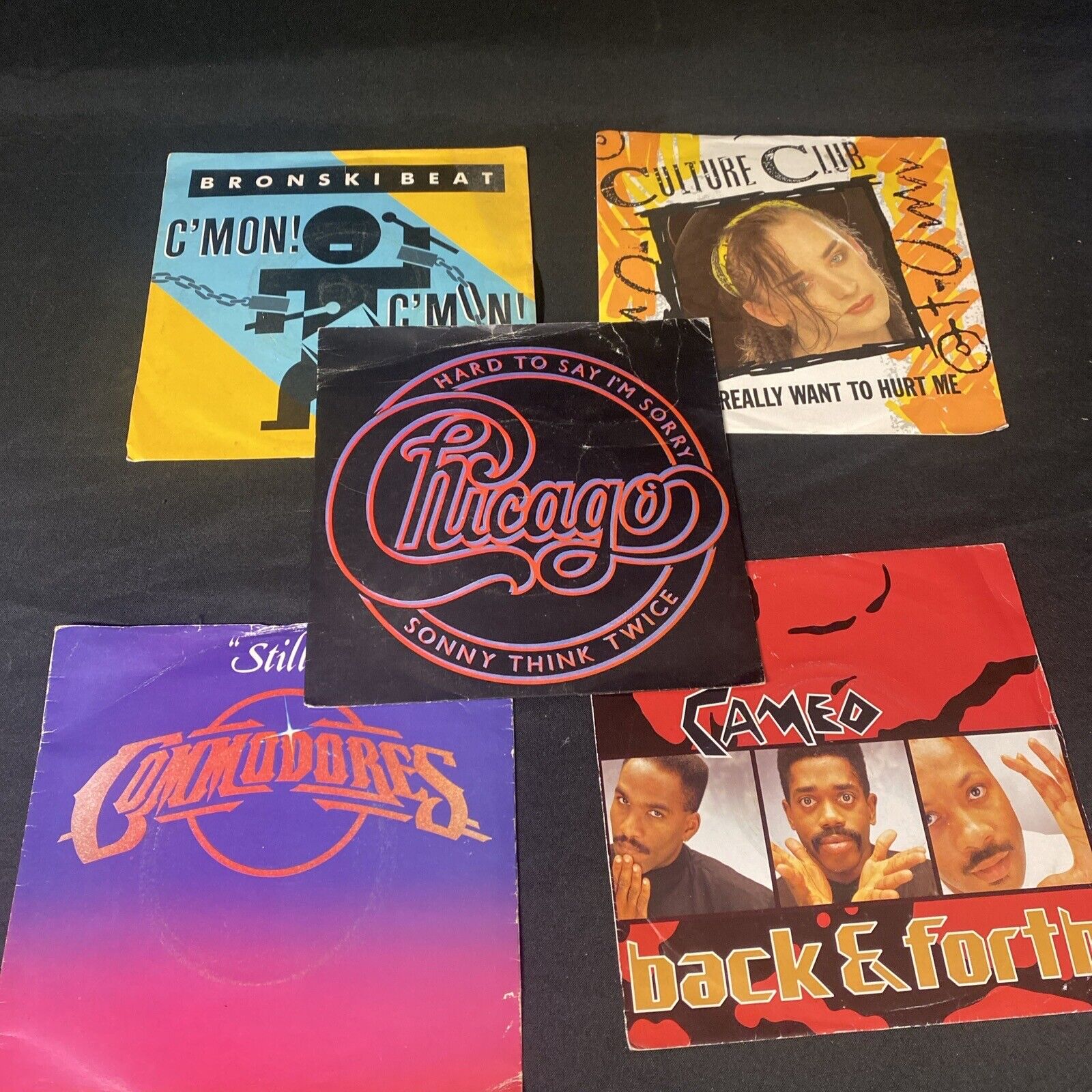 Vinyl Records 7" Singles 5 x 1980's Chicago Bronski Beat Commodores Etc -(9519