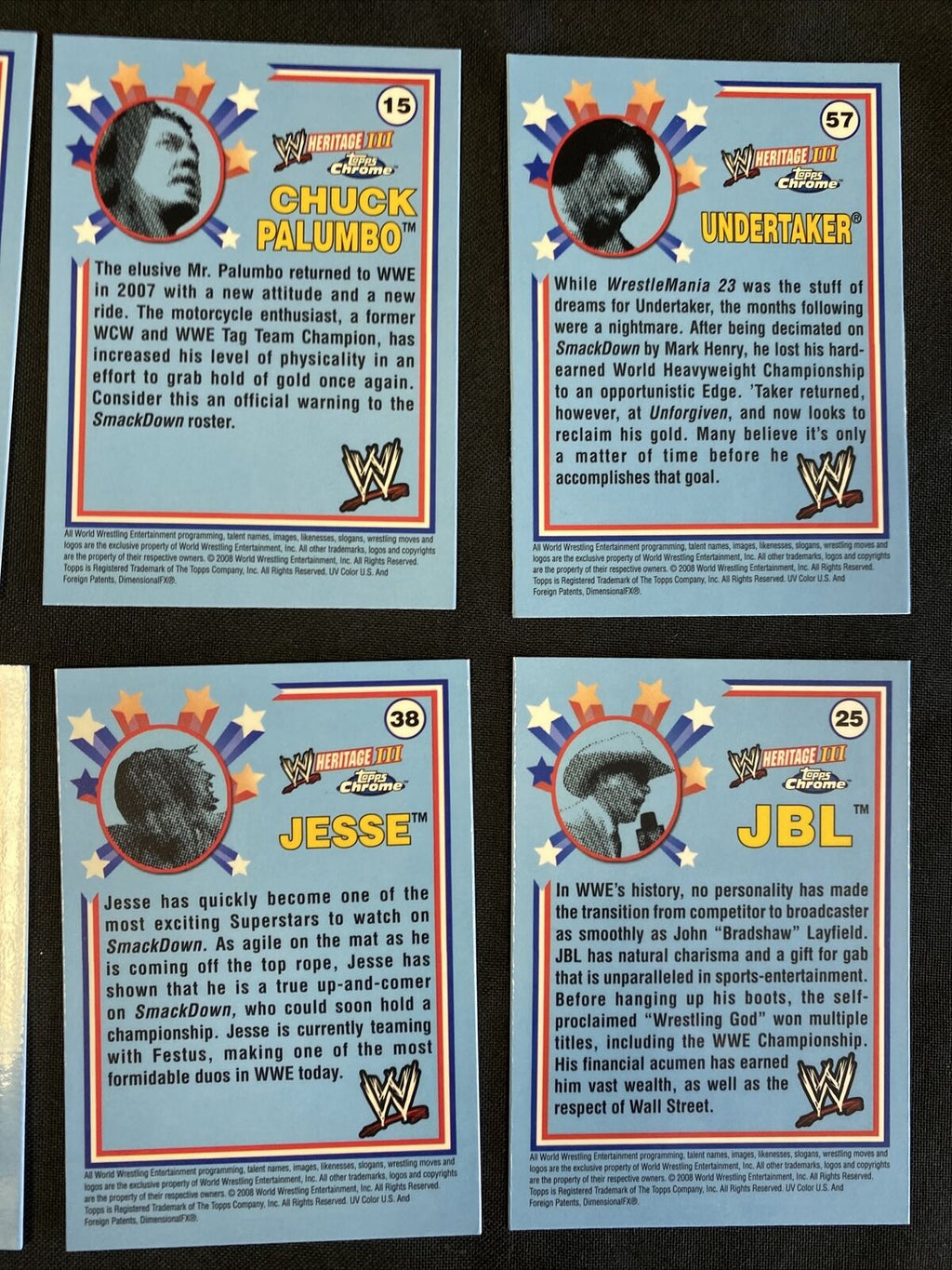 Topps WWE Chrome 2008 MINT Opened to Identify 8 x Chrome Cards - (7363)