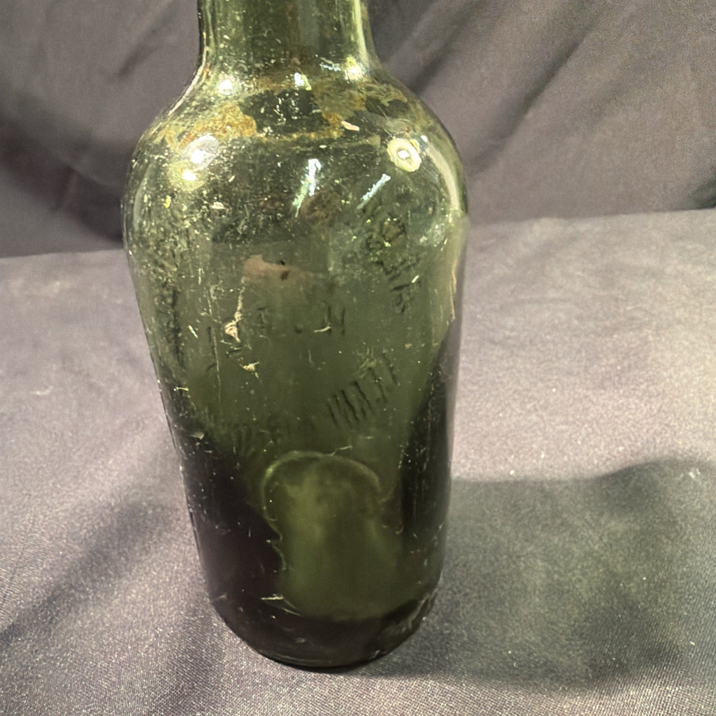 Antique Glass Bottle Albert Harrison Hotel Llanfairfechan Wales 20cm tall 1800's - (2012)