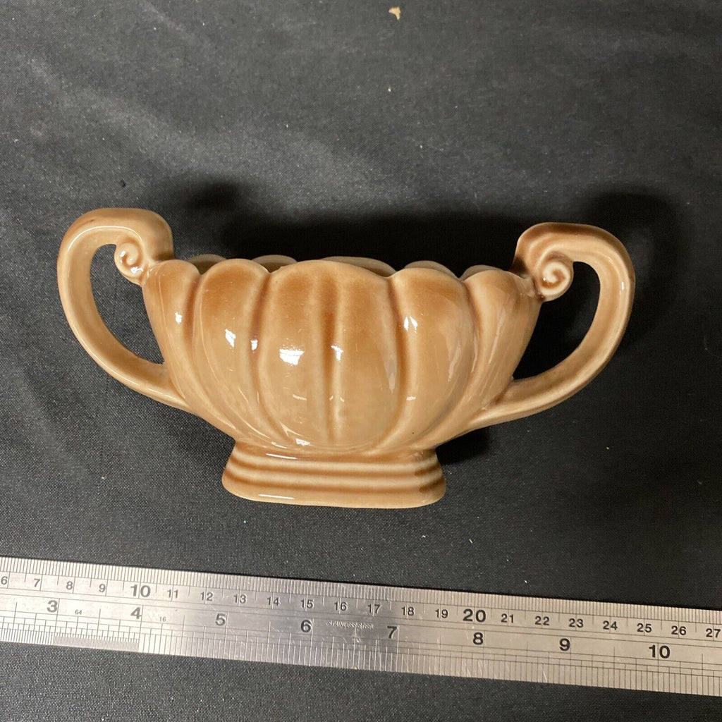 WADE Ceramic two handled posy vase in brown no chips - (9185)
