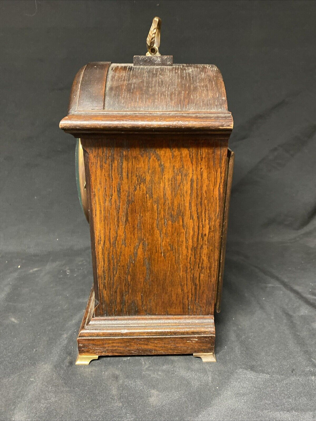 Oak Cased Large Mantle Clock 1900's 34cm Tall 13cm Diameter Face - (5735)