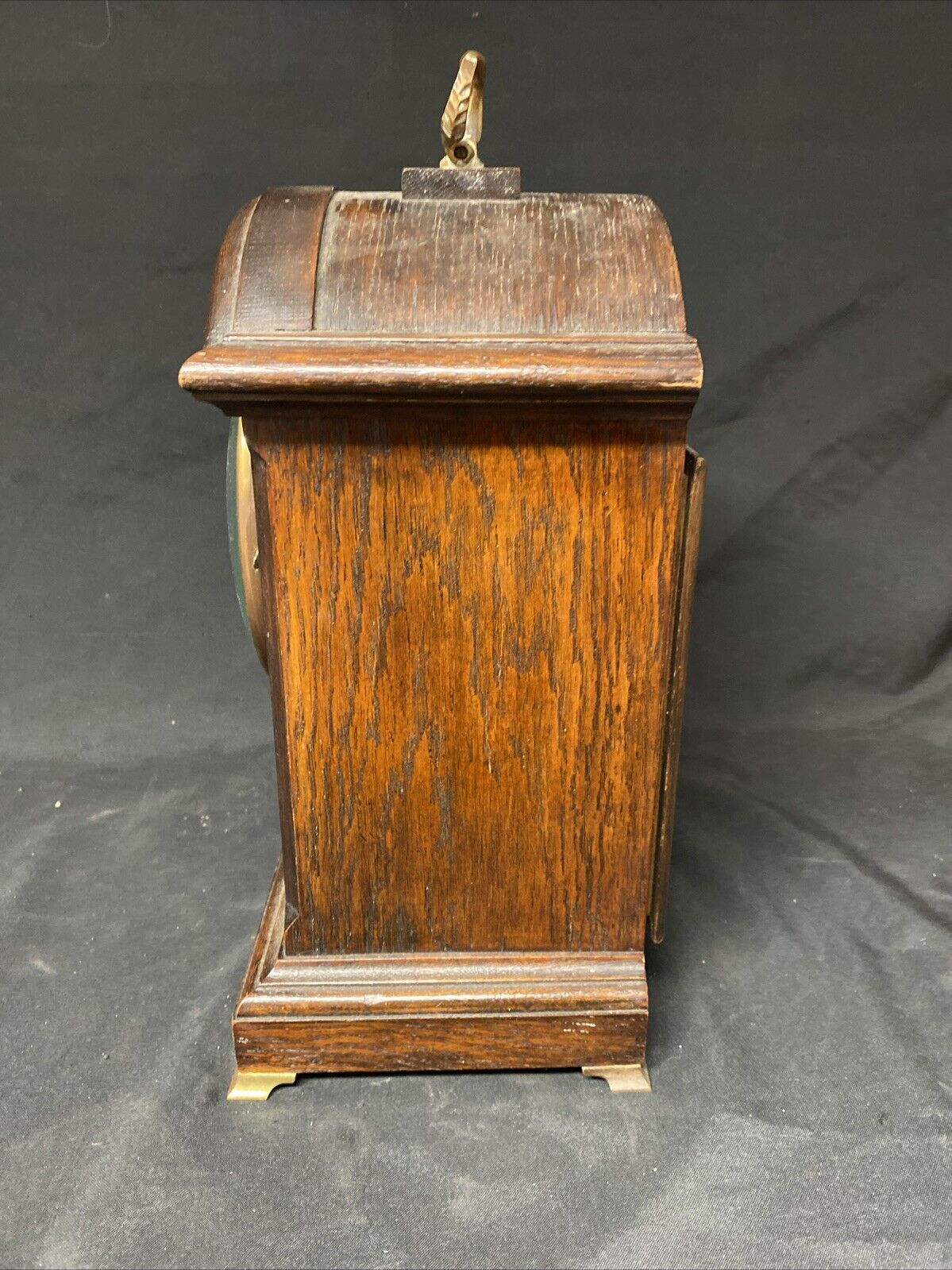 Oak Cased Large Mantle Clock 1900's 34cm Tall 13cm Diameter Face - (5735)