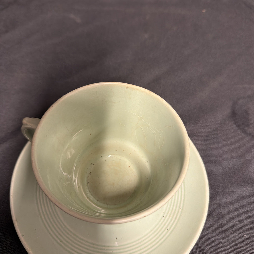 Wood's Ware Beryl Utility Green 1940's Large Breakfast Cup & Saucer x 1- (1921) 