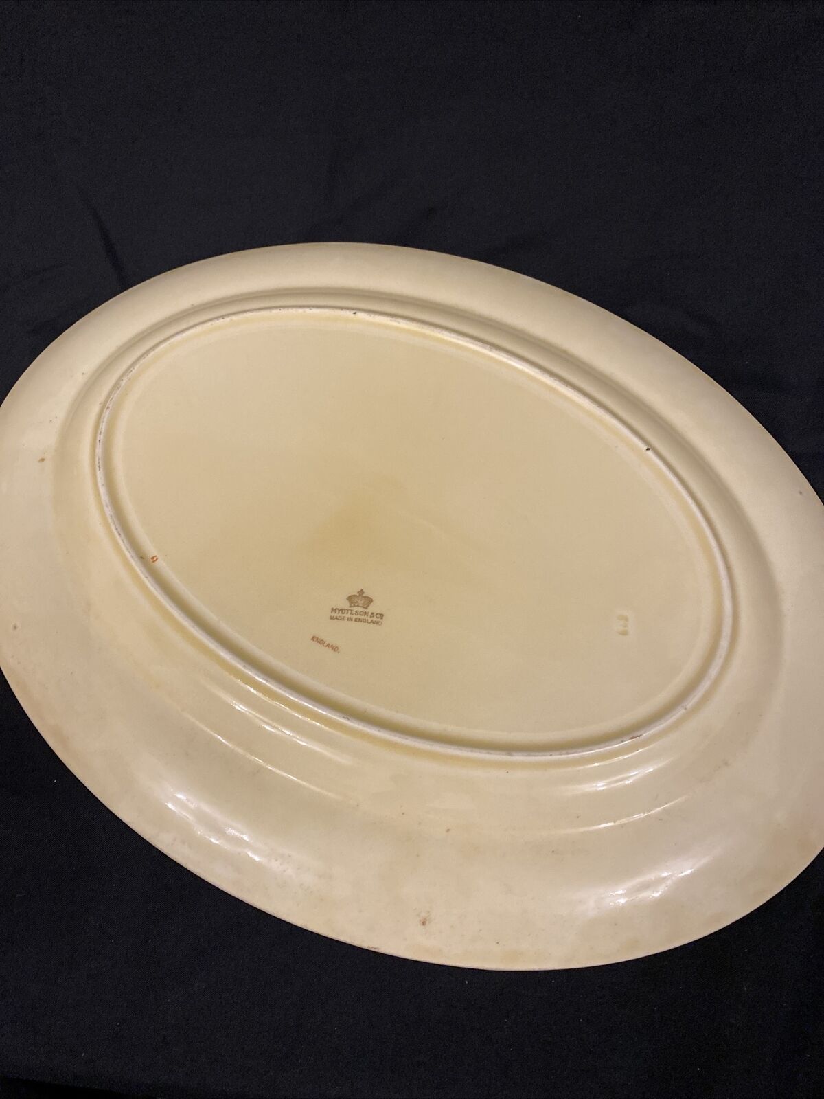 Vintage Myott Son & CO Large Oval Platter Yellow with Japanese Garden - (8558)