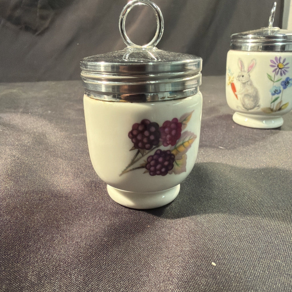Royal Worcester Egg Coddler A Skippety Tale 4" and Berry 3.5" - (2091)
